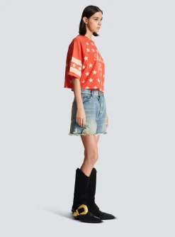 Women Balmain Signature Stars T-shirt