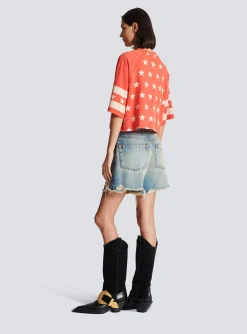 Women Balmain Signature Stars T-shirt