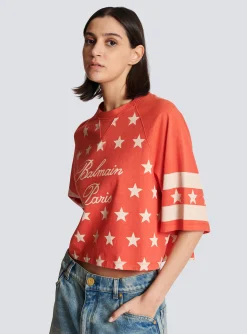 Women Balmain Signature Stars T-shirt