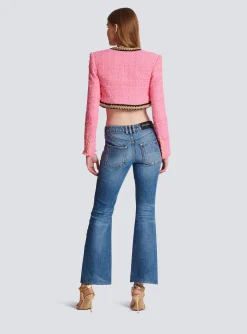 Women Balmain Signature Tweed And Chain Jacket