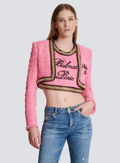 Women Balmain Signature Tweed And Chain Jacket
