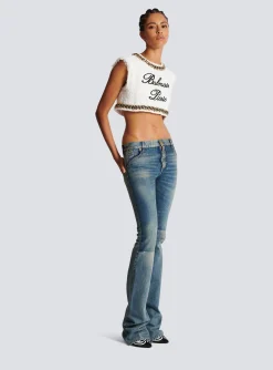 Women Balmain Signature Tweed Tank Top
