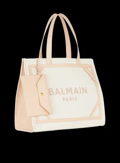 Women Balmain B-Army 42 Canvas And Smooth Leather Tote Bag
