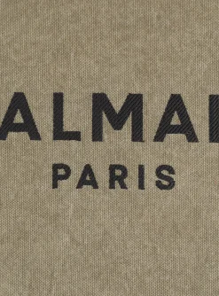 Women Balmain B-Army 42 Canvas Tote Bag With Leather Details