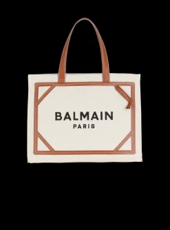 Women Balmain B-Army 42 Canvas Tote Bag With Leather Details