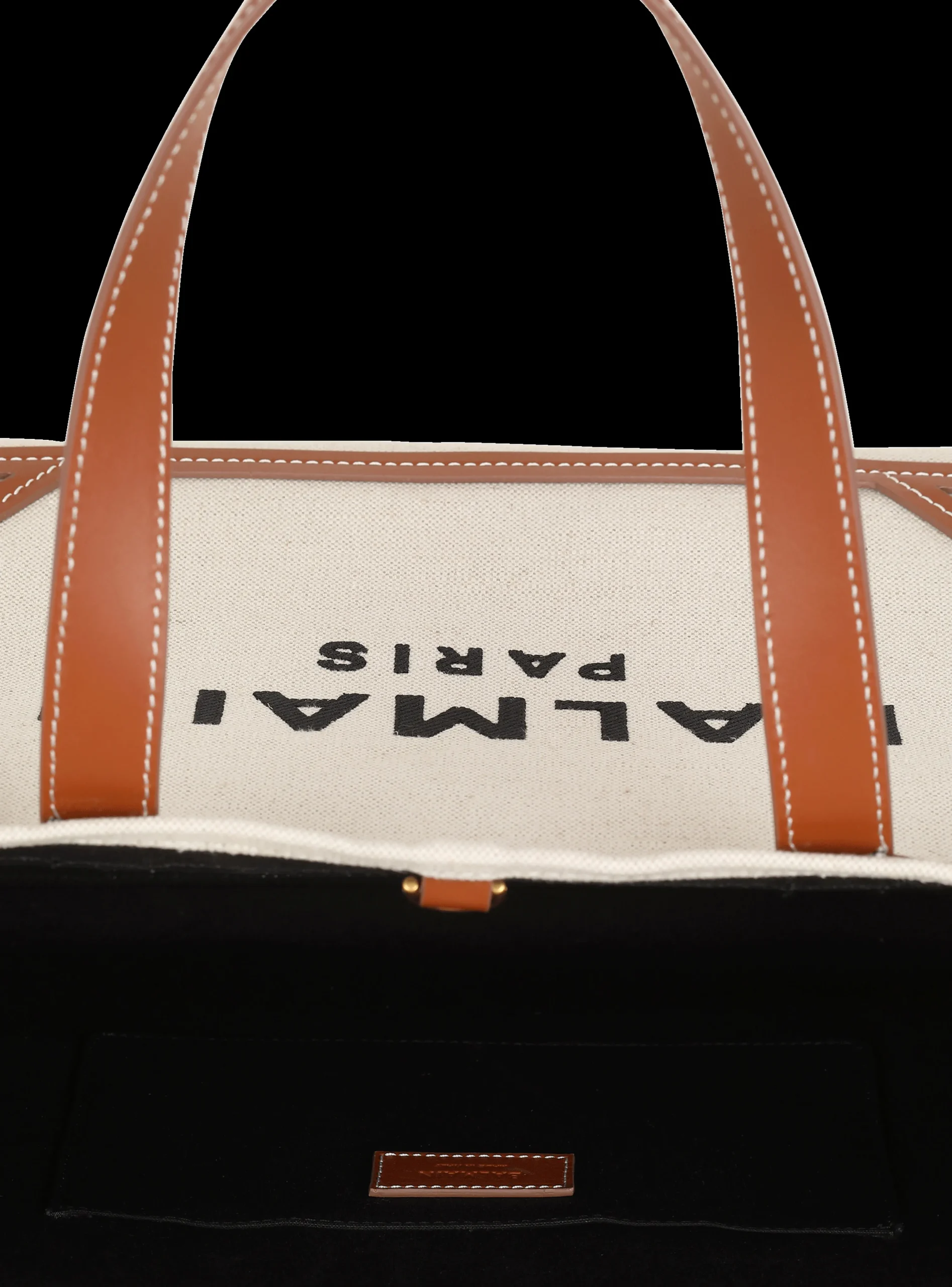 Women Balmain B-Army 42 Canvas Tote Bag With Leather Details
