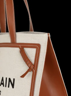 Women Balmain B-Army 42 Canvas Tote Bag With Leather Details