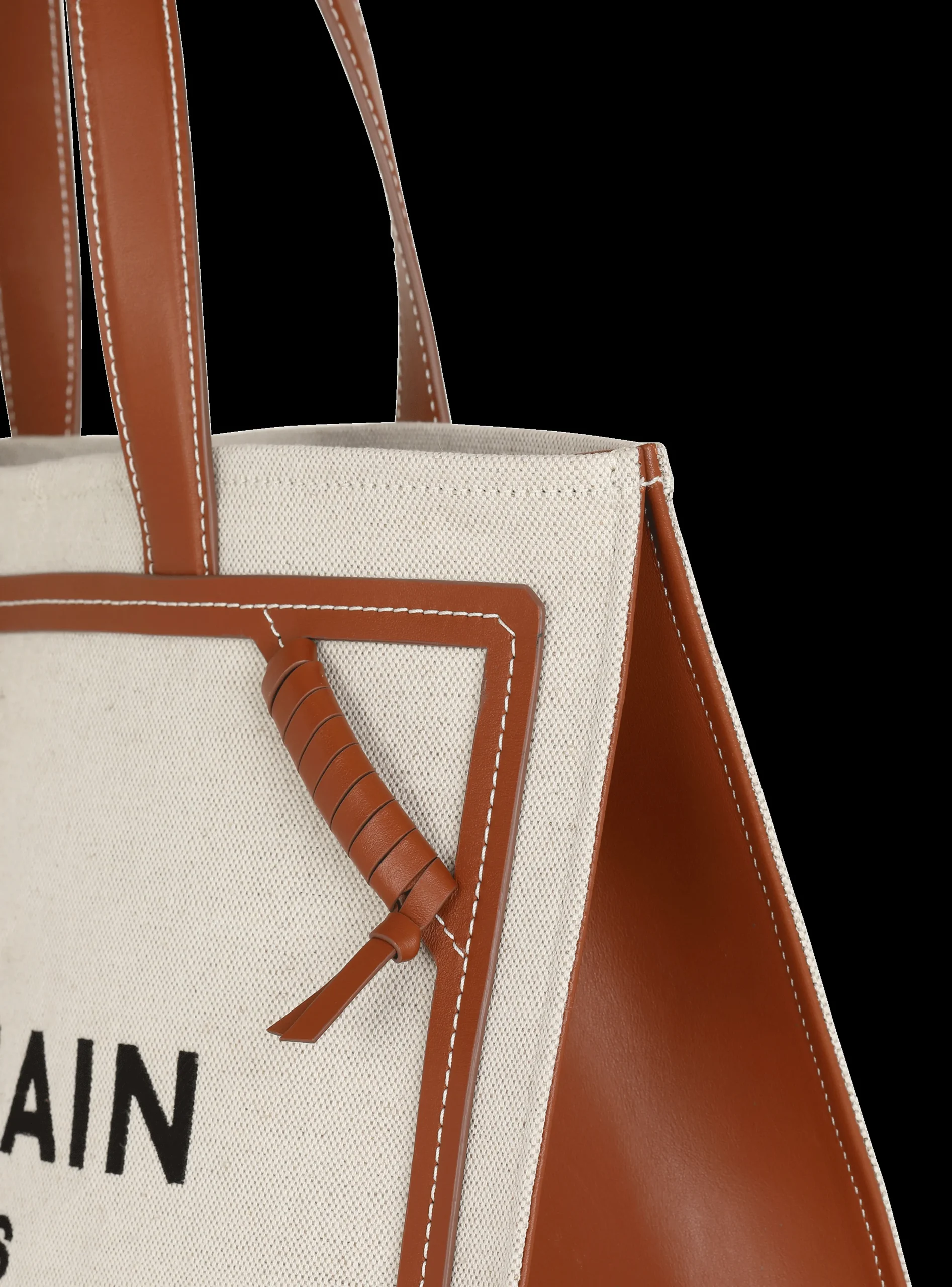 Women Balmain B-Army 42 Canvas Tote Bag With Leather Details