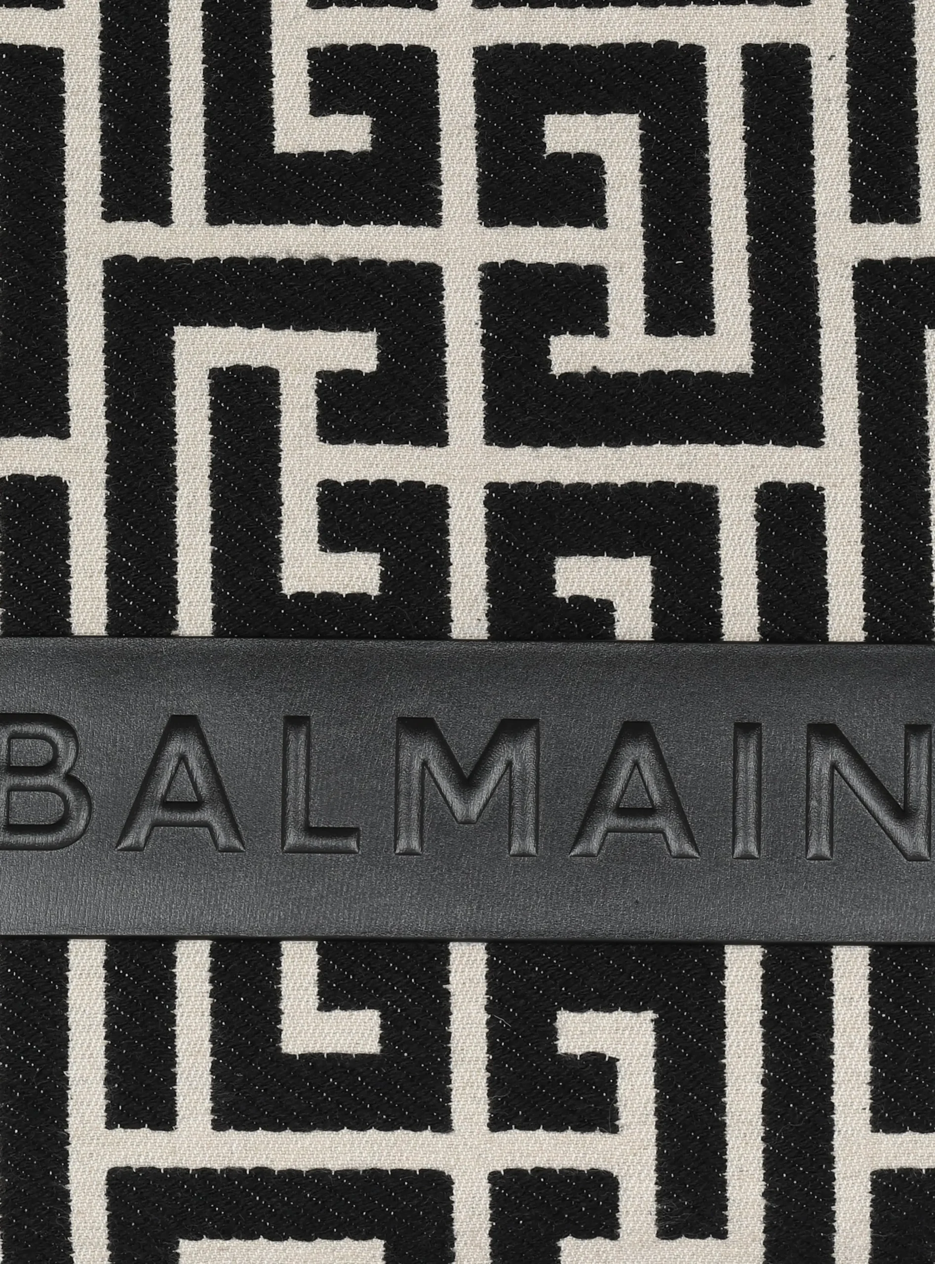 Women Balmain B-Army 42 Monogrammed Jacquard And Leather Tote Bag