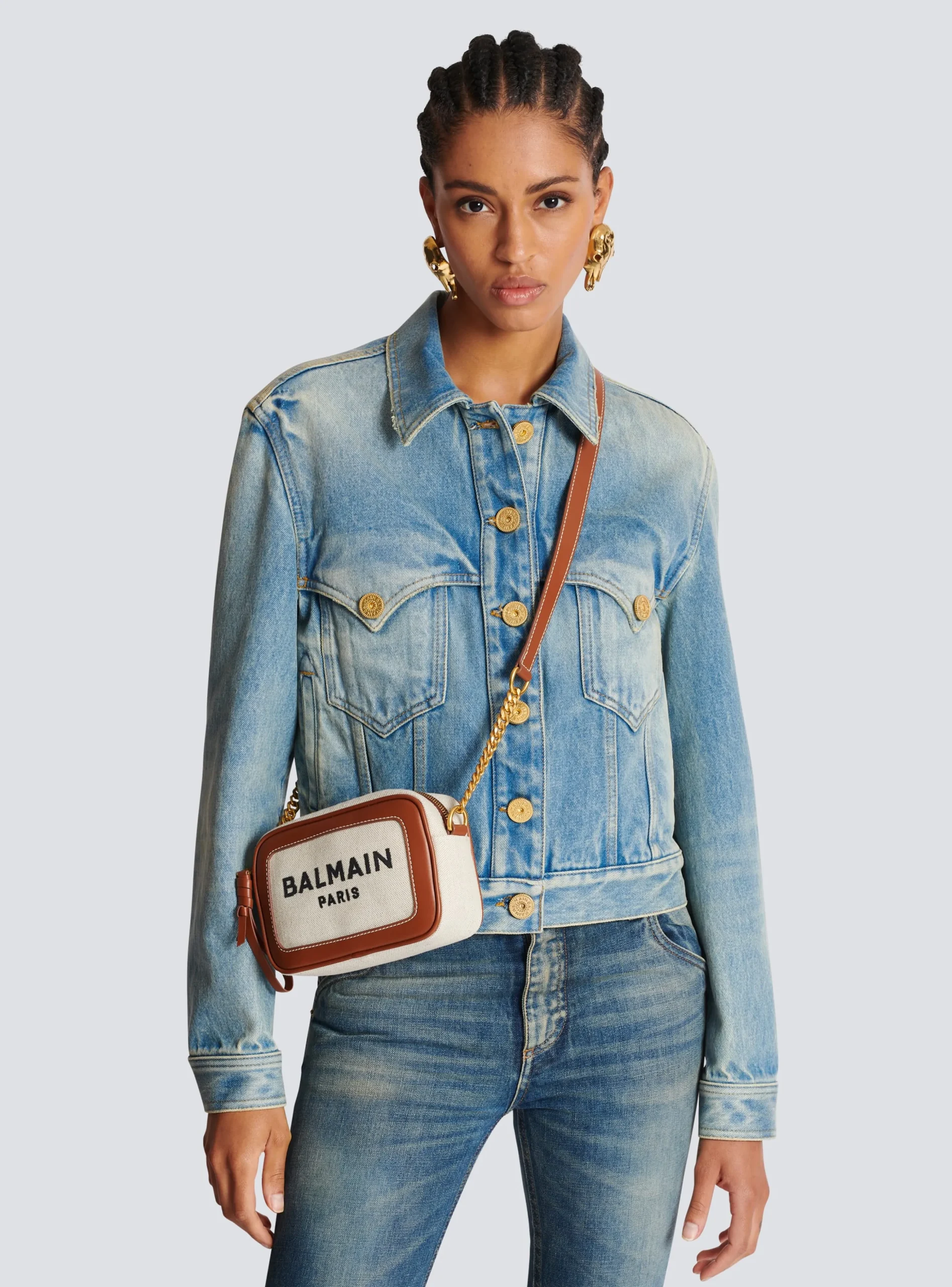 Women Balmain B-Army Canvas And Leather Clutch