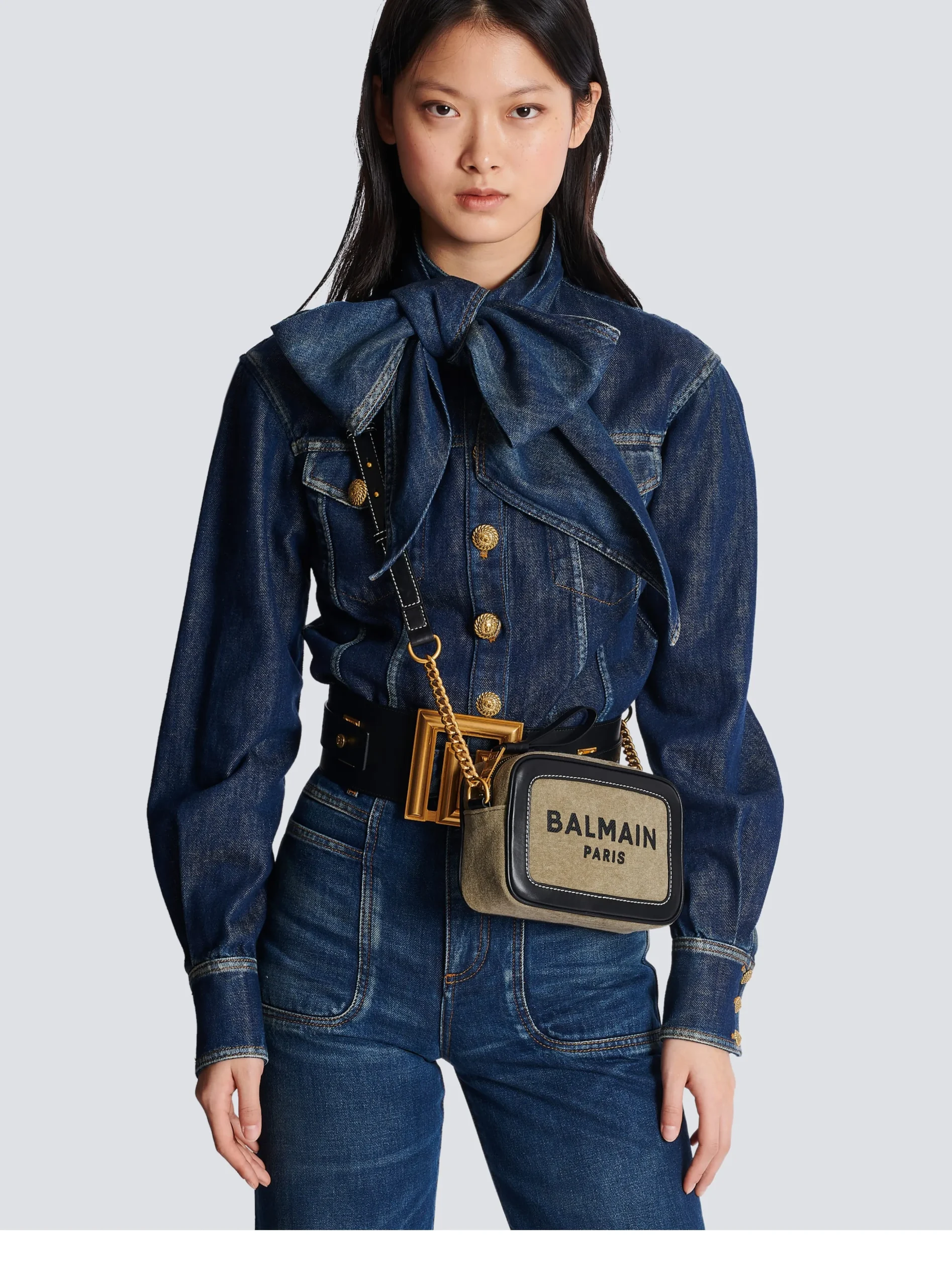 Women Balmain B-Army Canvas And Leather Clutch