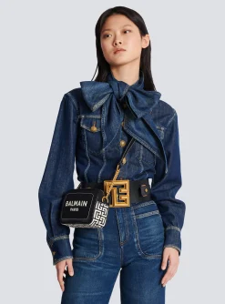 Women Balmain B-Army Canvas And Leather Clutch