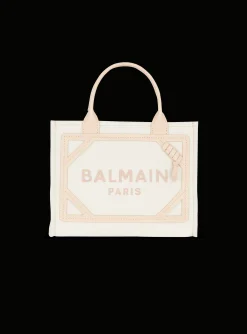 Women Balmain B-Army Canvas And Leather Tote Bag