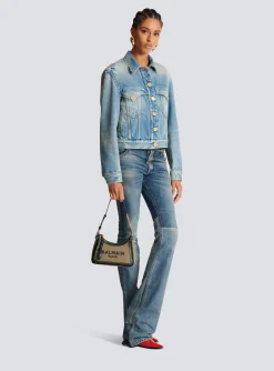 Women Balmain B-Army Canvas Bag With Leather Inserts