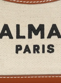 Women Balmain B-Army Canvas Bag With Leather Inserts