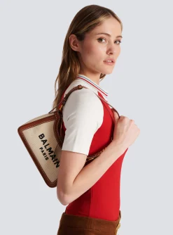 Women Balmain B-Army Canvas Bag With Leather Inserts