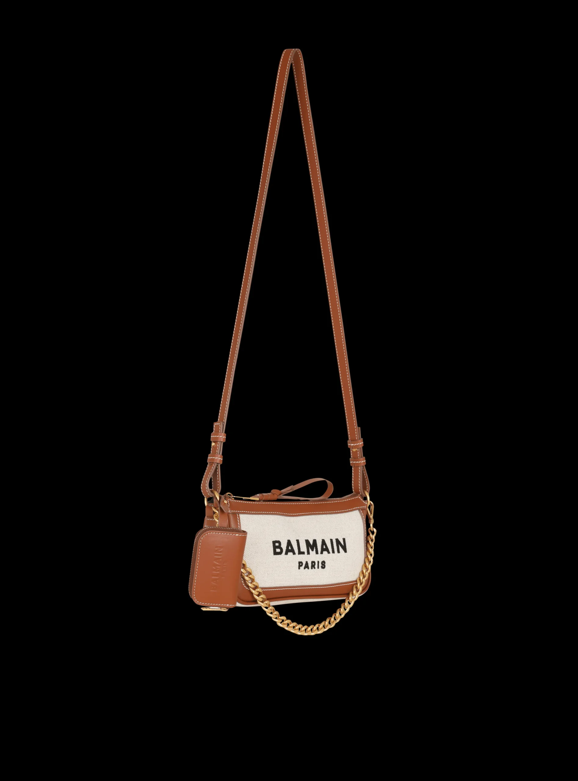 Women Balmain B-Army Canvas Clutch Bag With Leather Inserts
