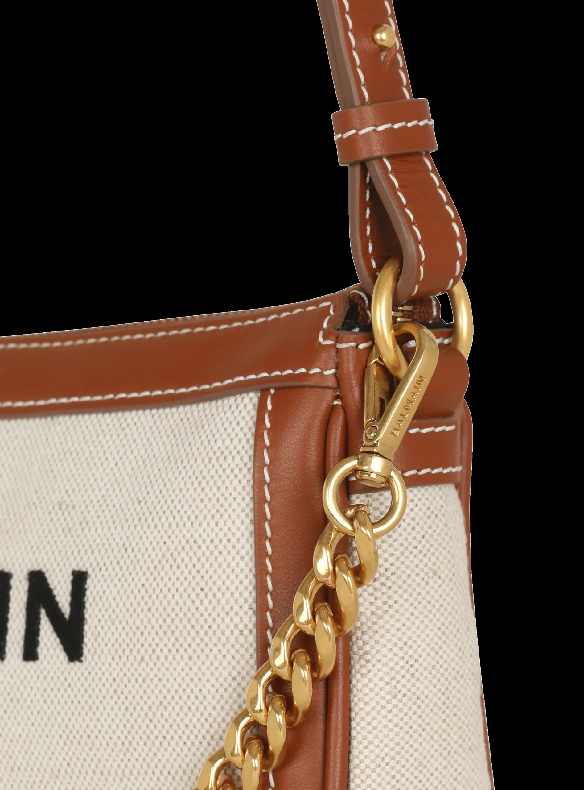 Women Balmain B-Army Canvas Clutch Bag With Leather Inserts