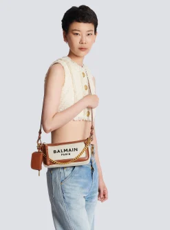 Women Balmain B-Army Canvas Clutch Bag With Leather Inserts