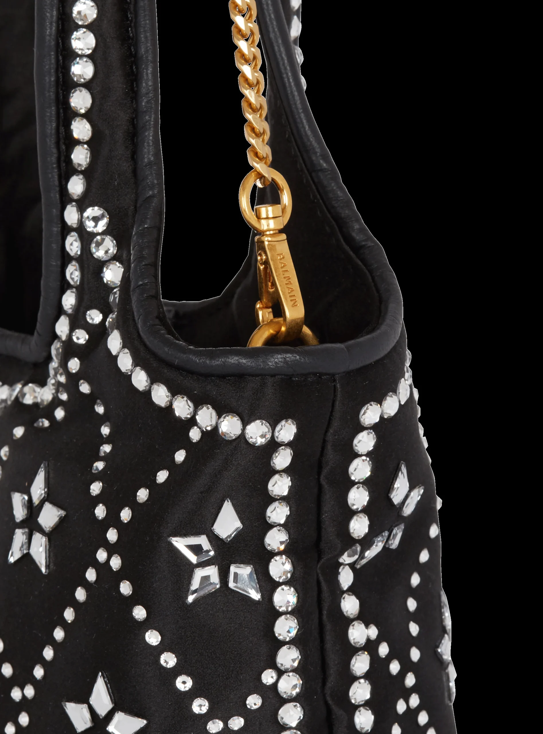 Women Balmain B-Army Grocery Bag In Satin And Crystals