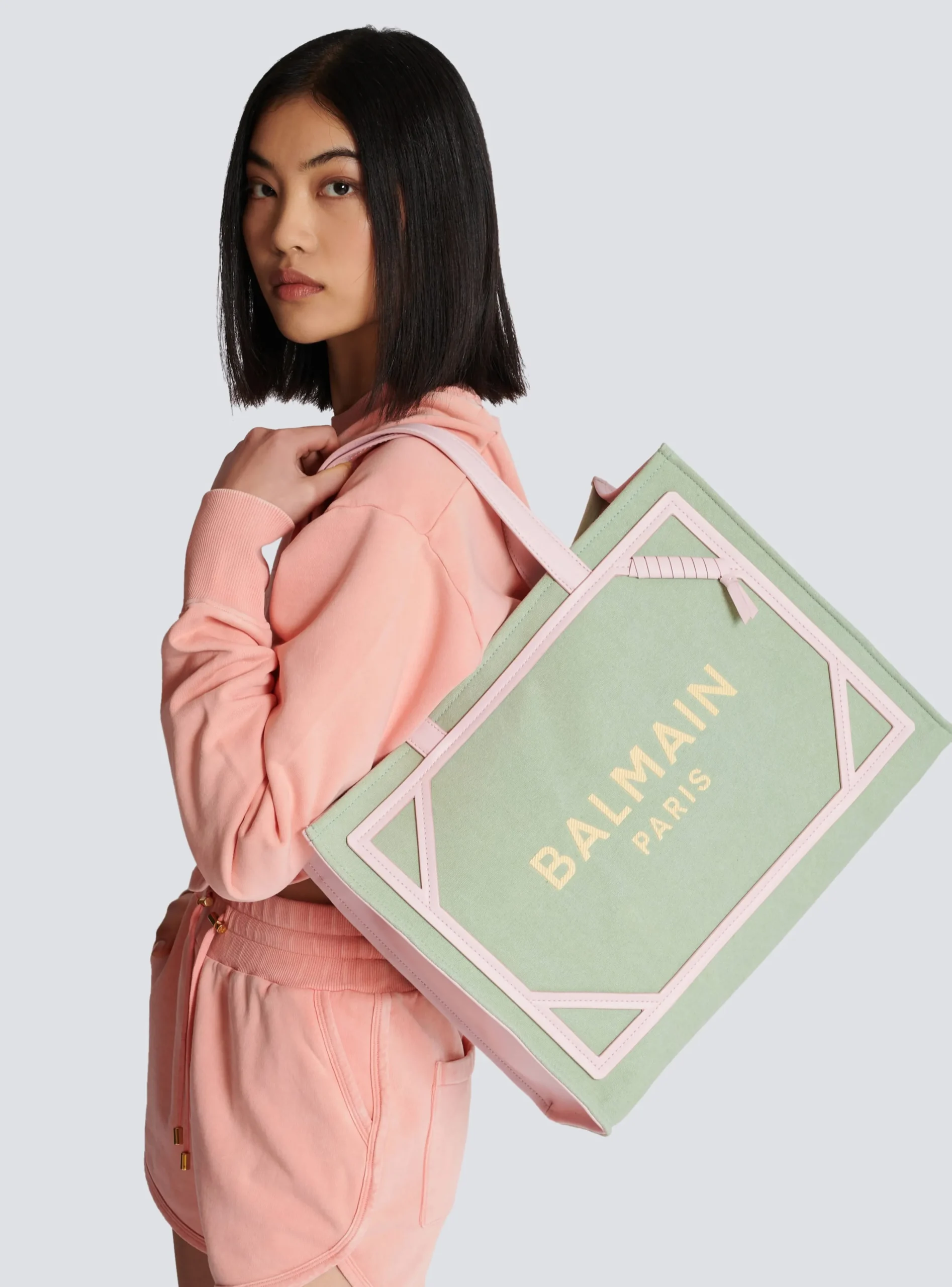 Women Balmain B-Army Medium Canvas And Leather Tote Bag