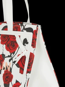 Women Balmain B-Army Medium Canvas Tote Bag With A Roses Print