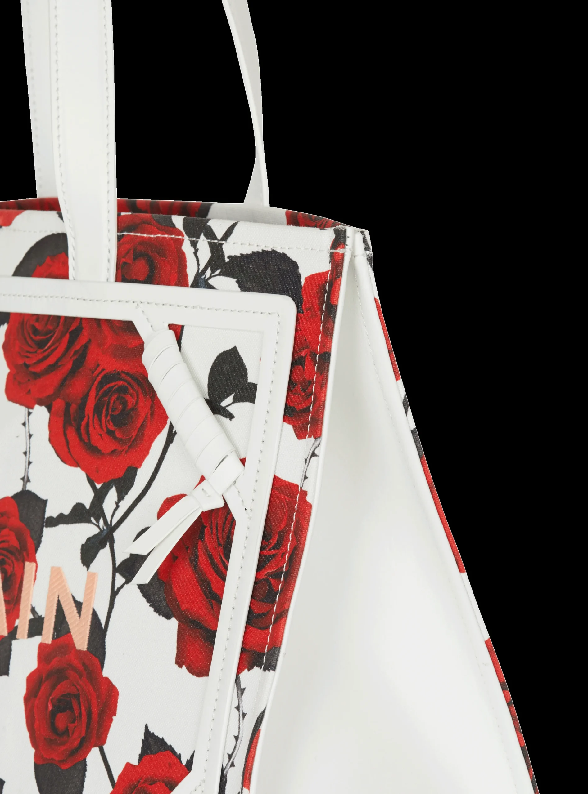 Women Balmain B-Army Medium Canvas Tote Bag With A Roses Print
