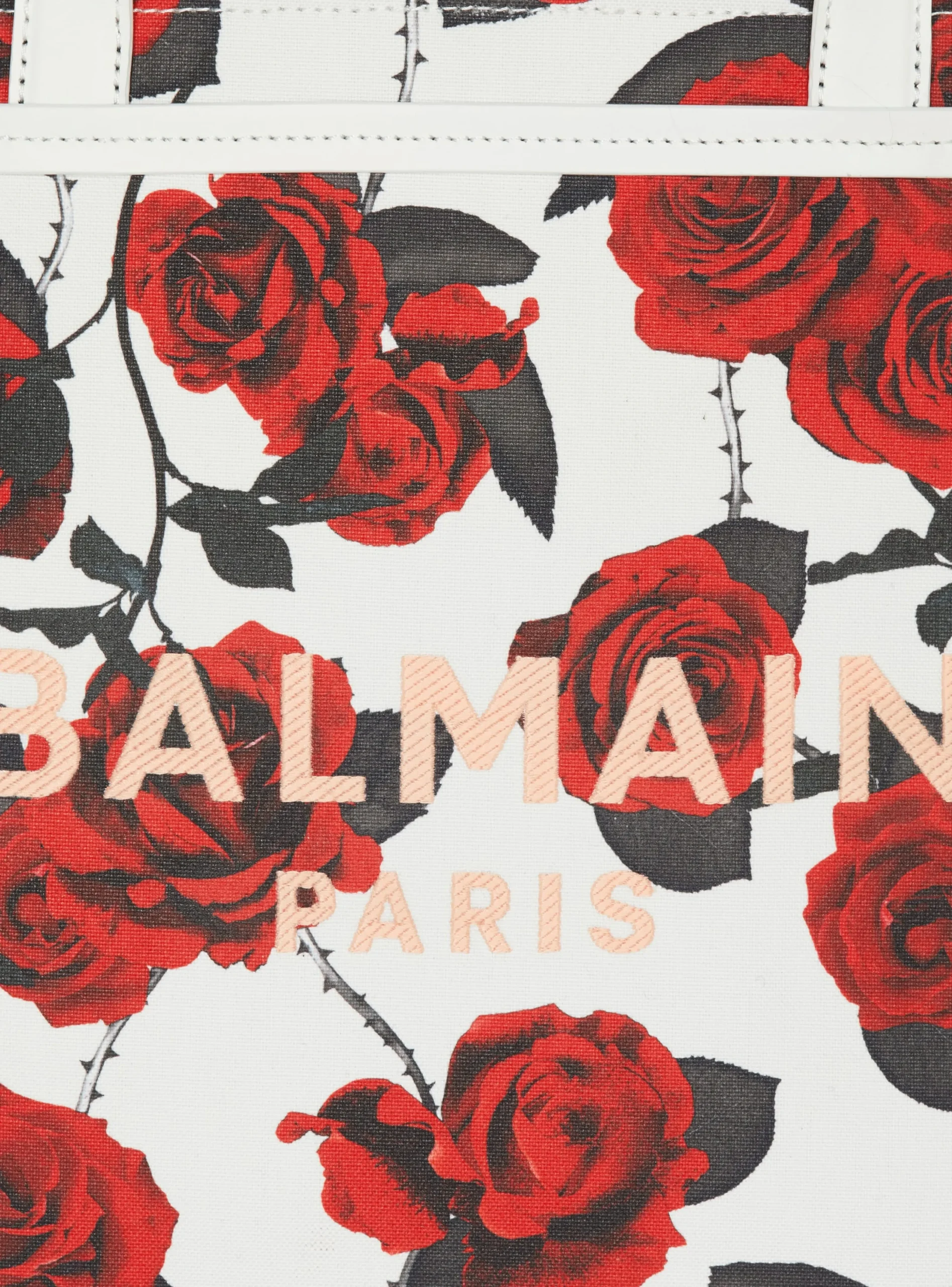 Women Balmain B-Army Medium Canvas Tote Bag With A Roses Print