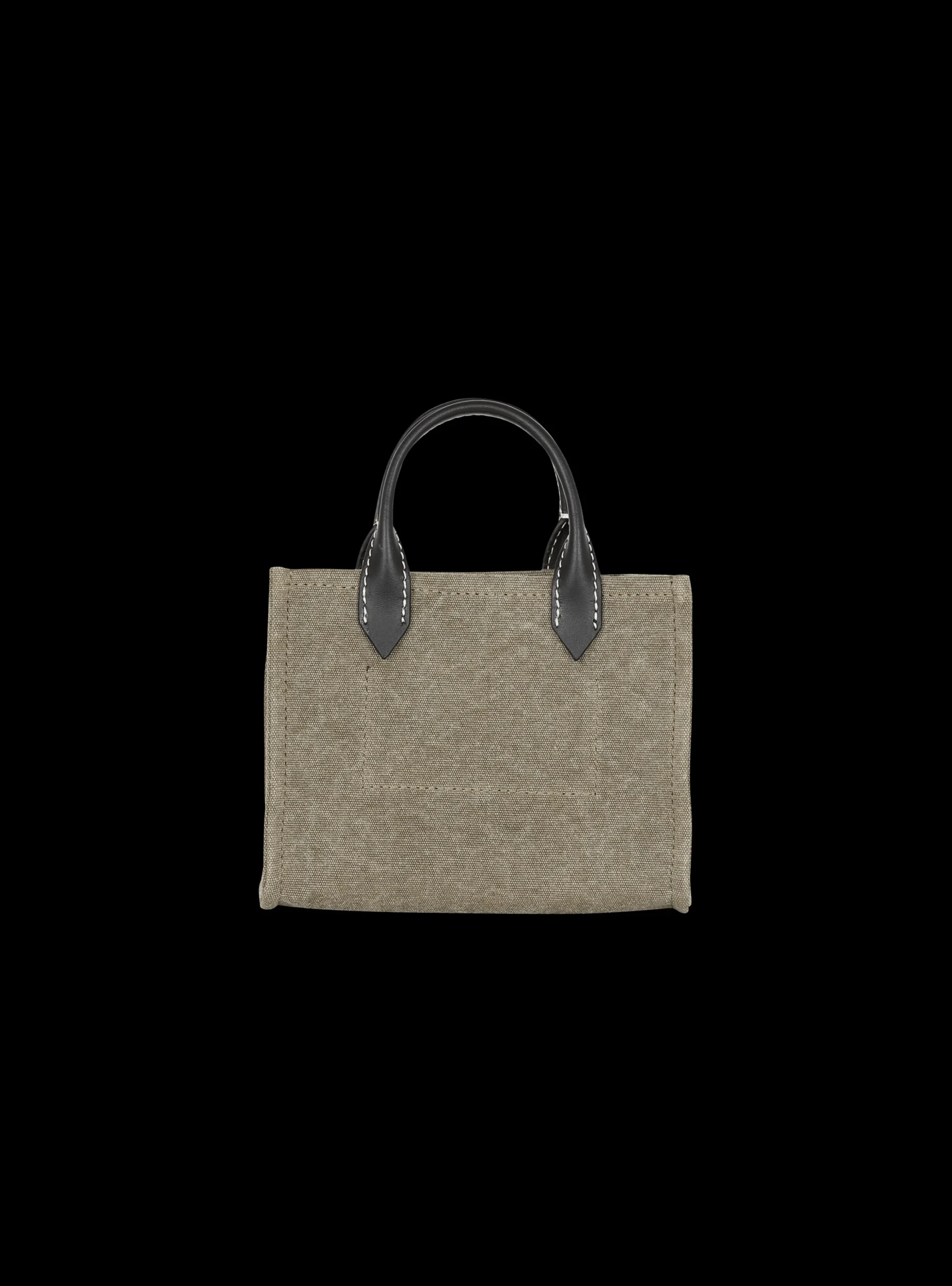 Women Balmain B-Army Mini Canvas Shopping Bag With Leather Inserts