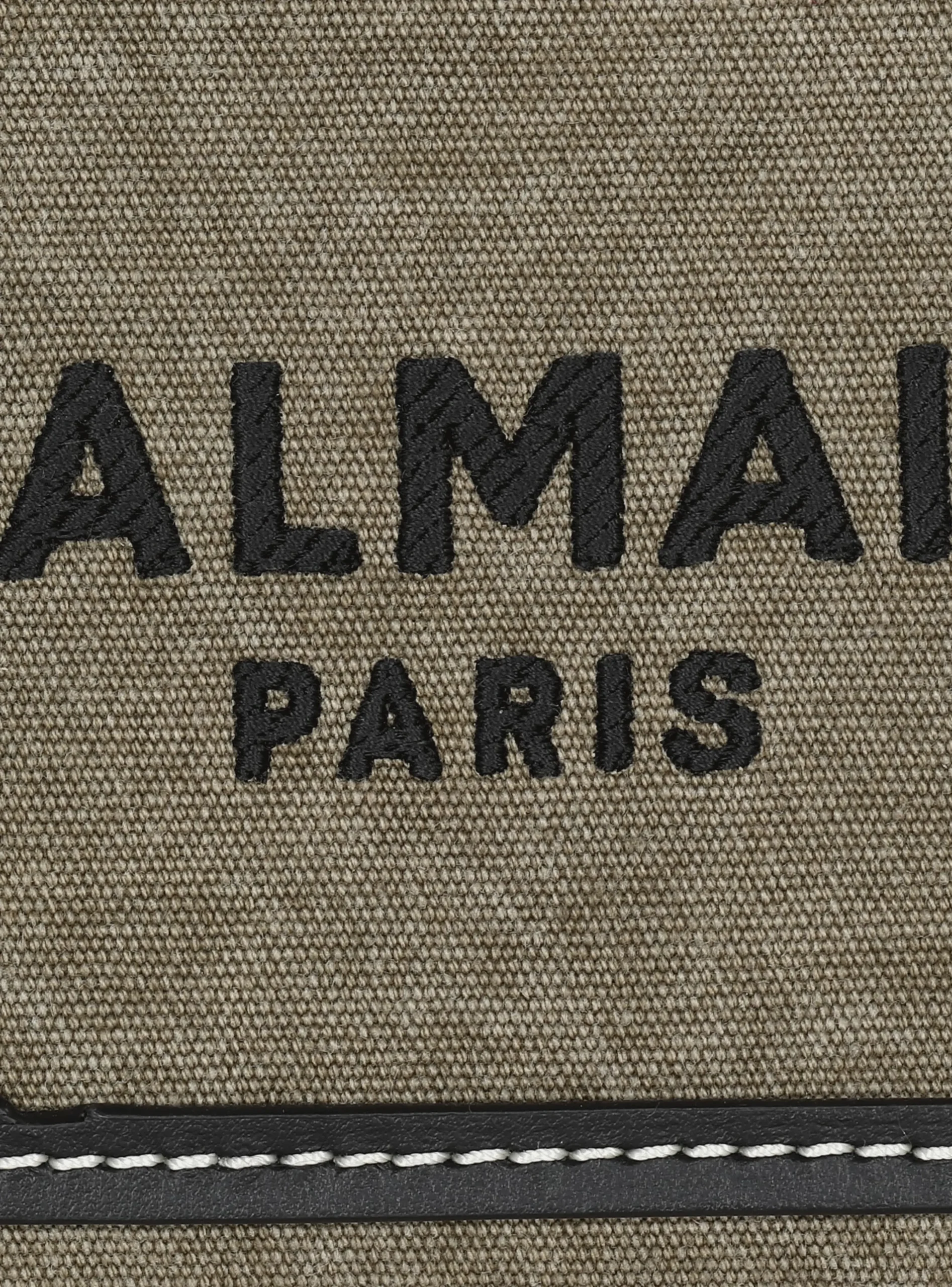 Women Balmain B-Army Mini Canvas Shopping Bag With Leather Inserts