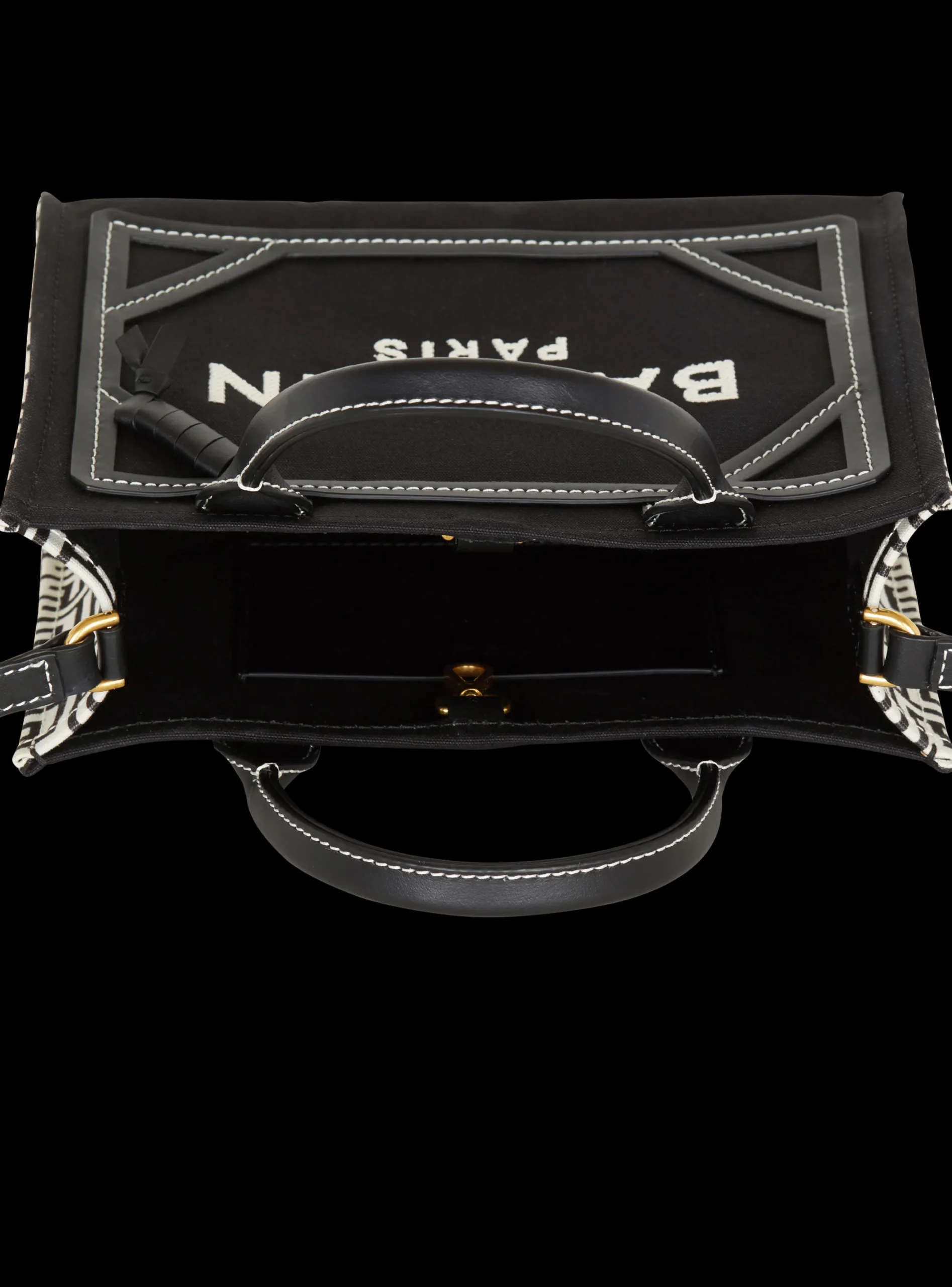 Women Balmain B-Army Monogrammed Canvas And Smooth Leather Tote Bag