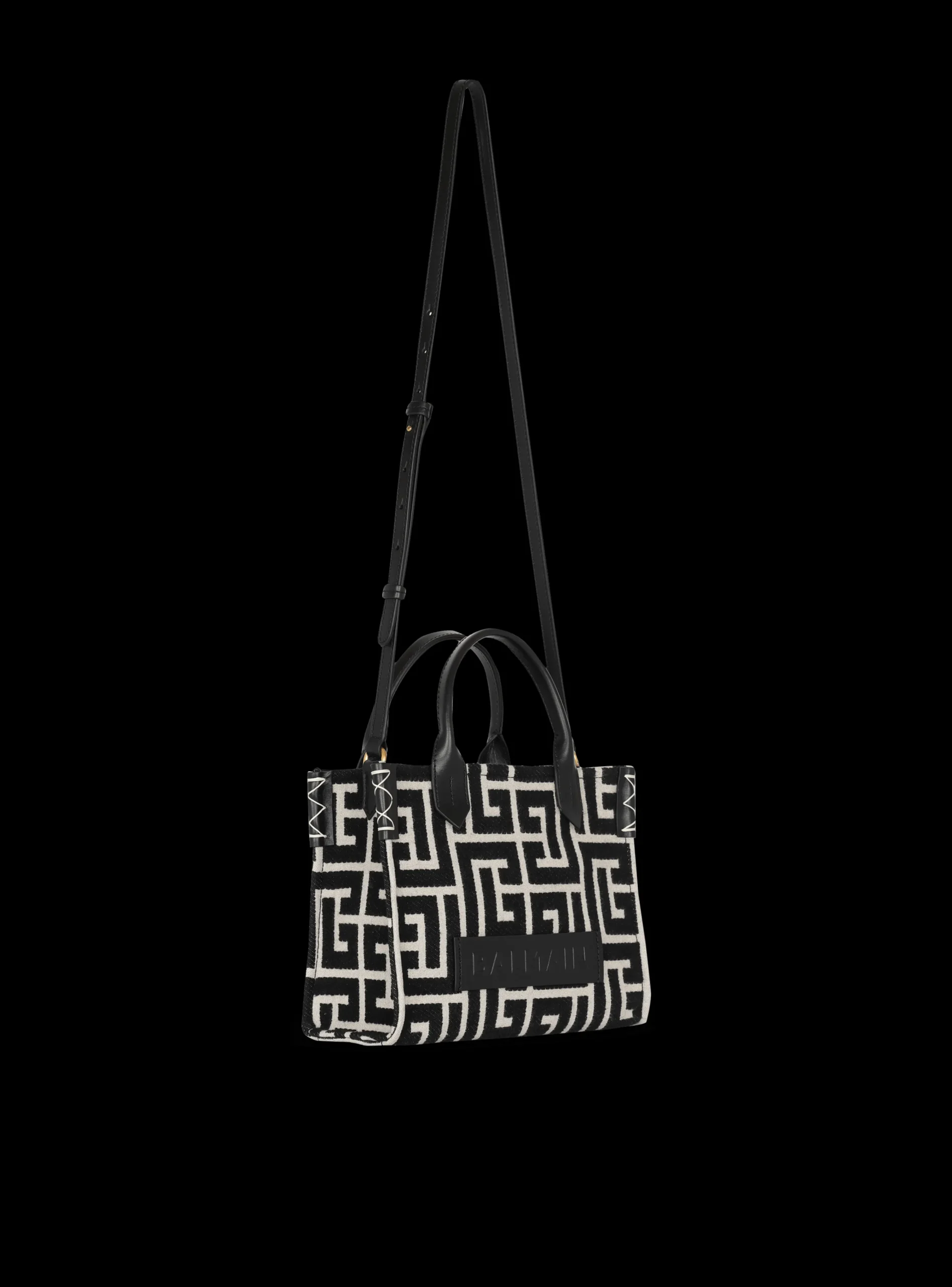 Women Balmain B-Army Monogrammed Jacquard And Leather Tote Bag