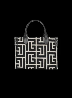 Women Balmain B-Army Monogrammed Jacquard And Leather Tote Bag