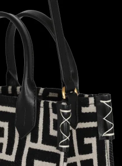 Women Balmain B-Army Monogrammed Jacquard And Leather Tote Bag