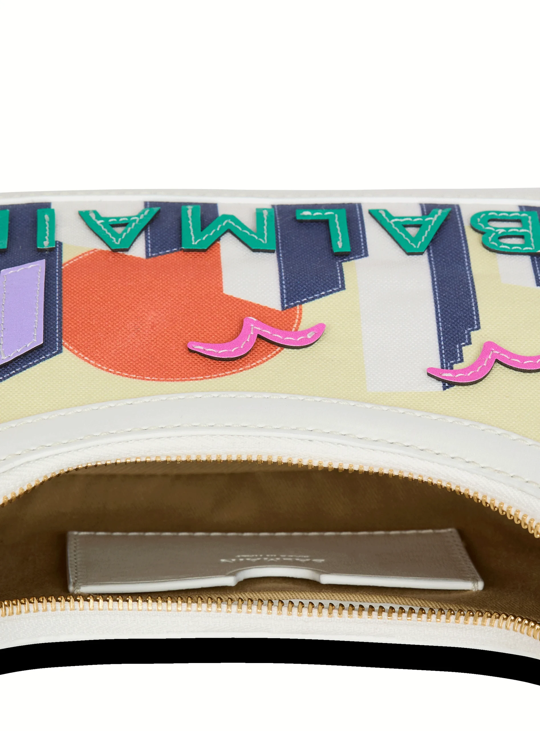 Women Balmain B-Army Shoulder Bag In Calfskin And Printed Postcard Canvas