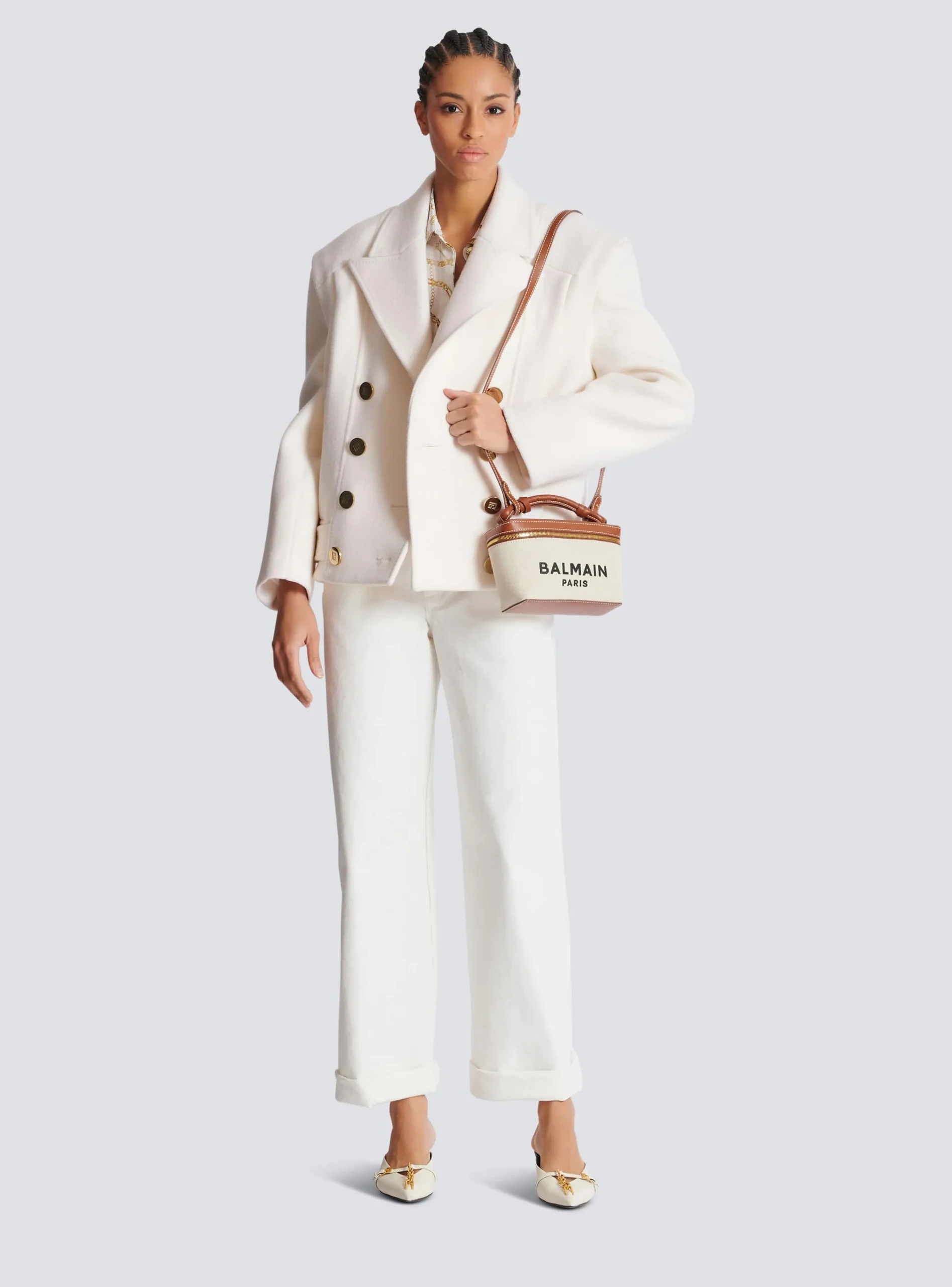 Women Balmain B-Army Vanity Case In Canvas And Leather