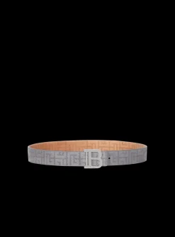 Balmain B-Belt In Perforated Monogrammed Leather