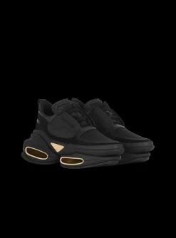 Women Balmain B-Bold Low-top Trainers In Neoprene And Suede