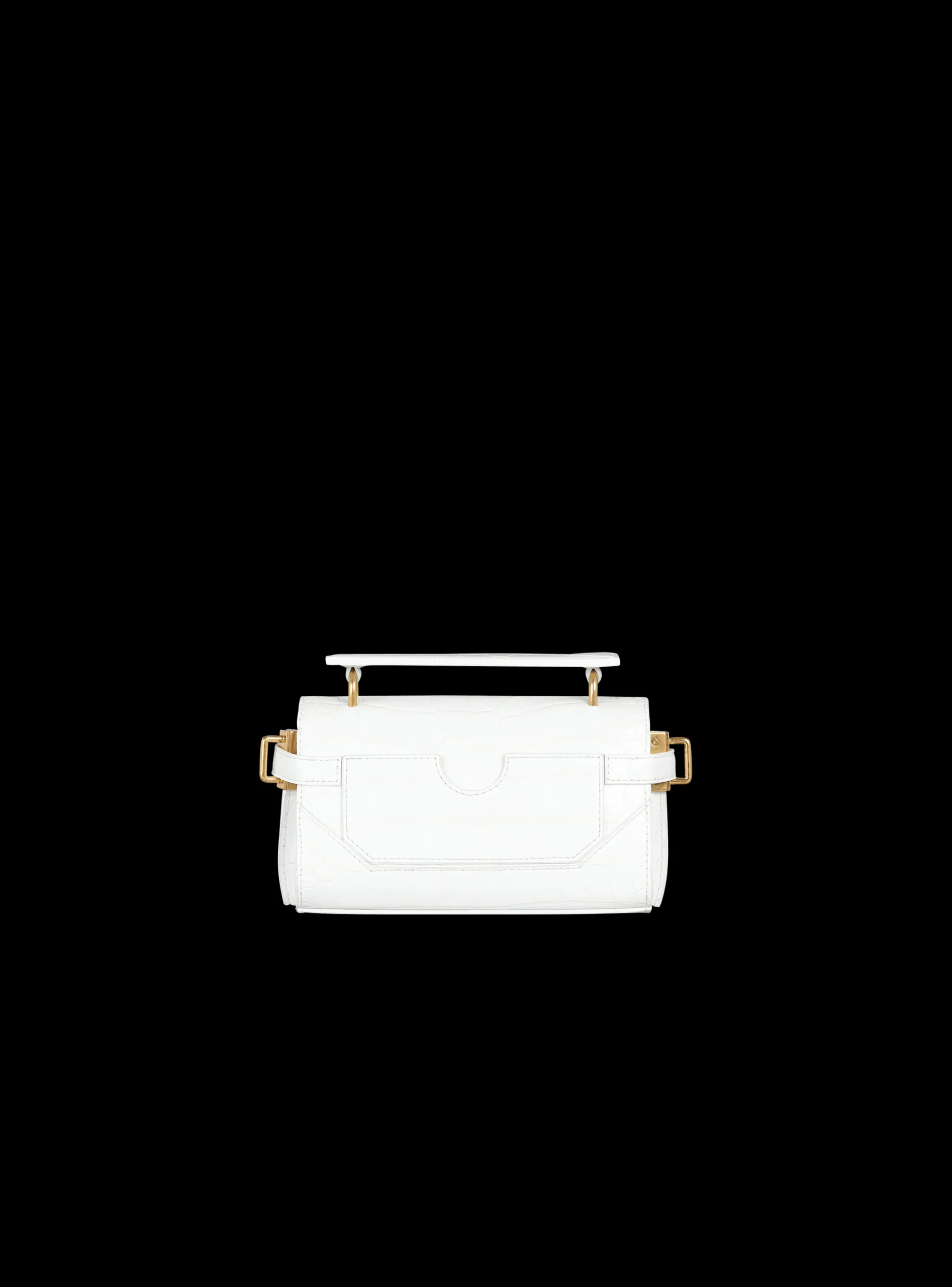 Women Balmain B-Buzz 19 Bag In Crocodile Effect-embossed Leather
