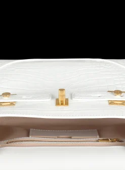 Women Balmain B-Buzz 23 Bag In Crocodile Effect-embossed Leather