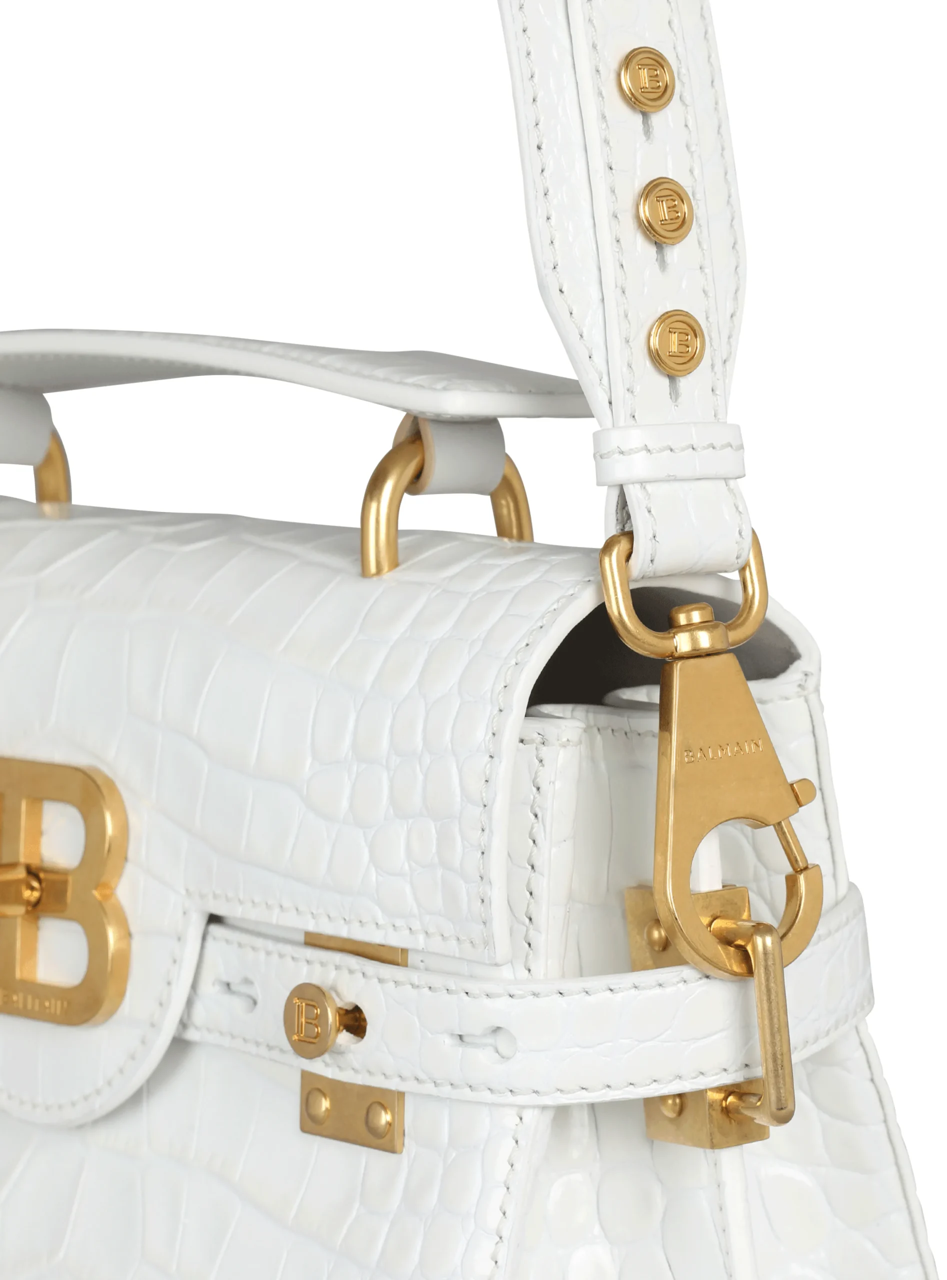 Women Balmain B-Buzz 23 Bag In Crocodile Effect-embossed Leather