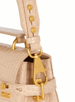Women Balmain B-Buzz 23 Bag In Crocodile-embossed Calfskin