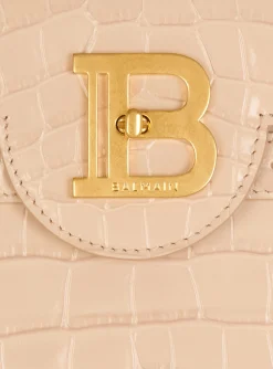 Women Balmain B-Buzz 23 Bag In Crocodile-embossed Calfskin
