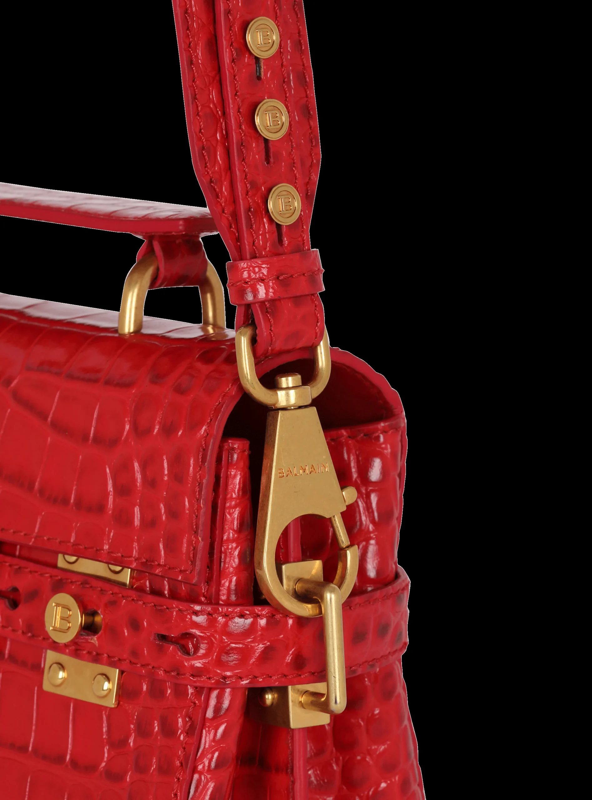 Women Balmain B-Buzz 23 Bag In Crocodile-print Leather
