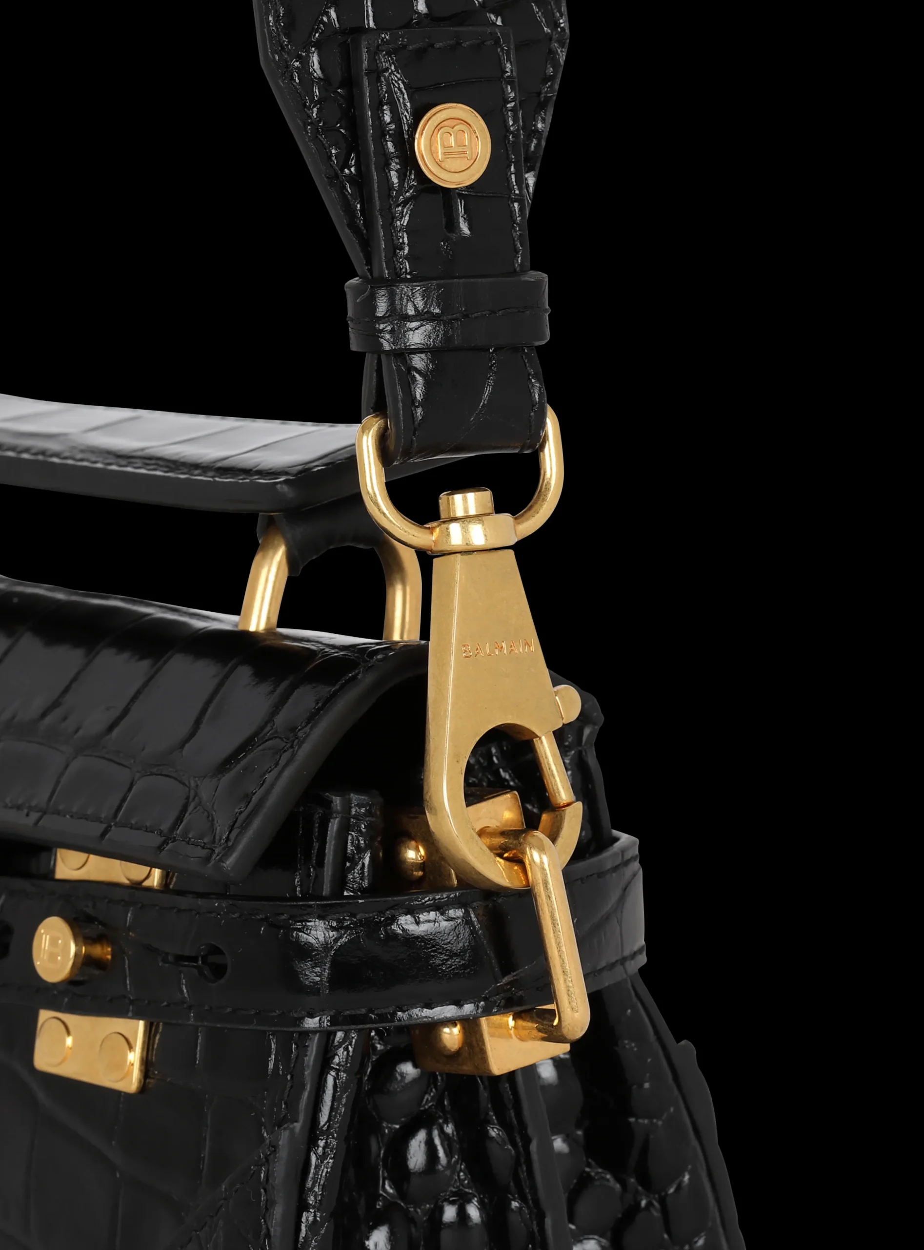 Women Balmain B-Buzz 19 Bag In Crocodile-print Leather
