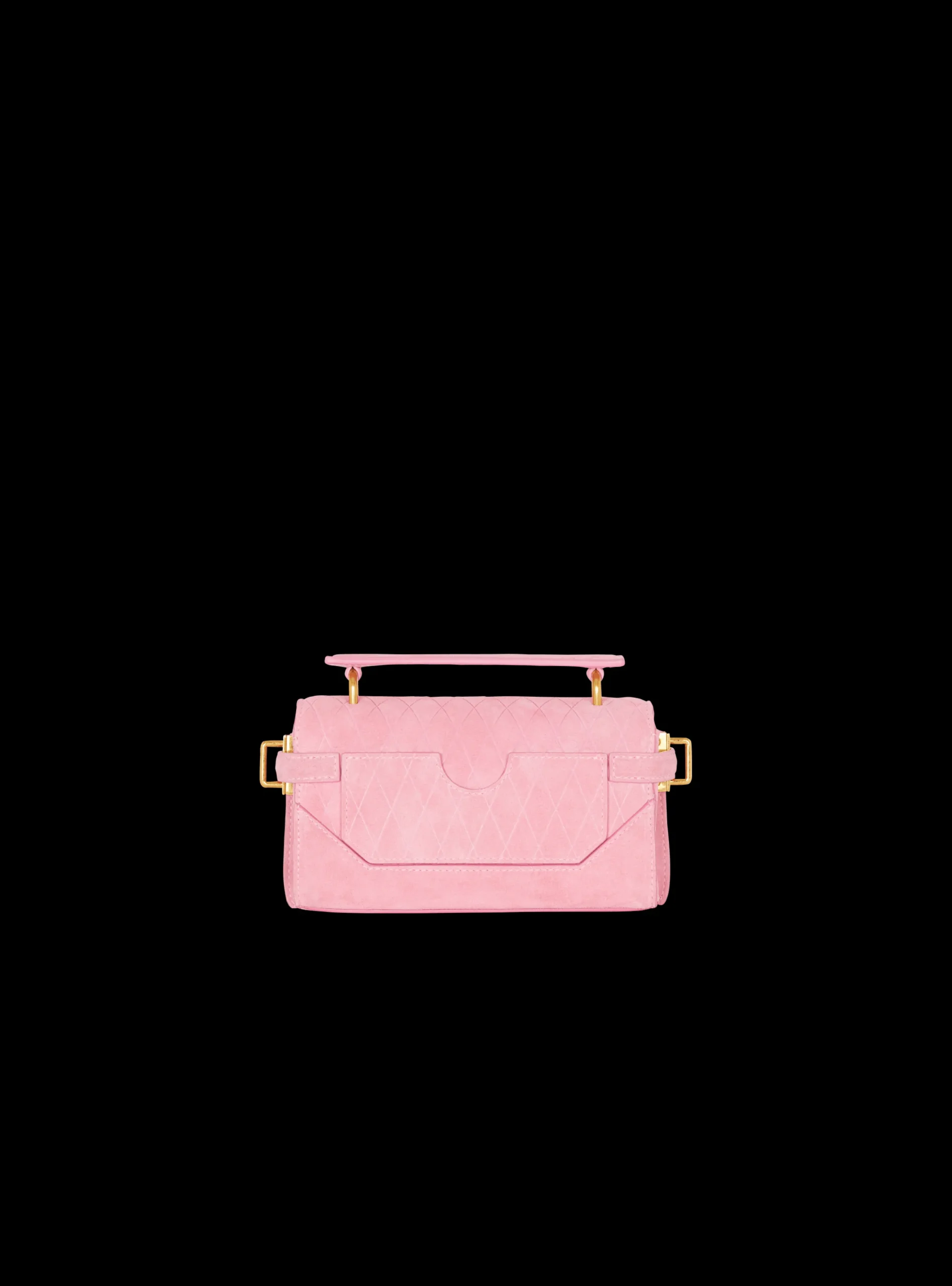 Balmain B-Buzz 19 Bag In Grid Embossed Suede Leather