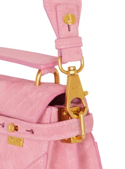 Balmain B-Buzz 19 Bag In Grid Embossed Suede Leather