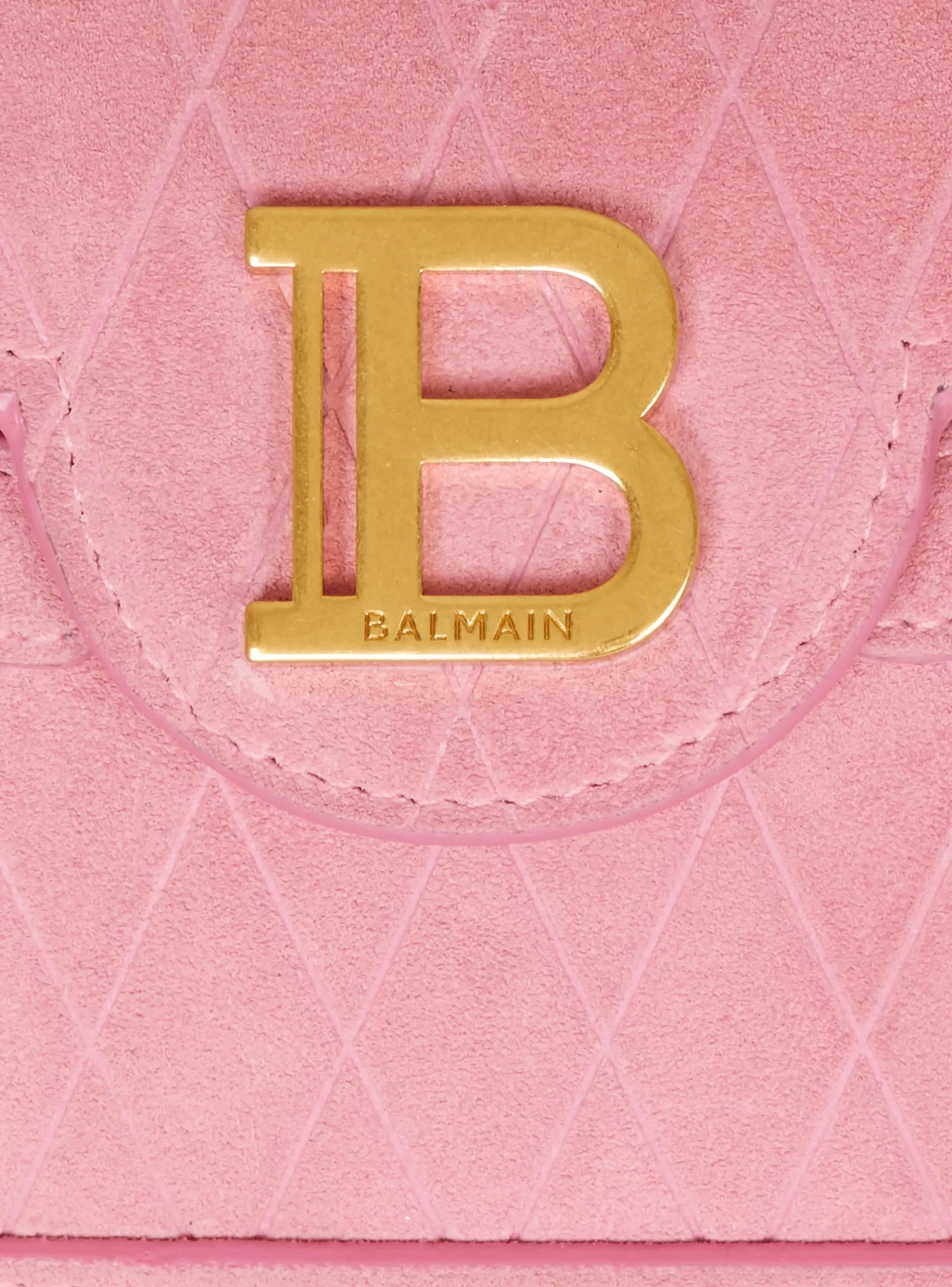 Balmain B-Buzz 19 Bag In Grid Embossed Suede Leather
