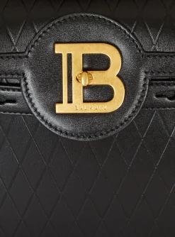 Women Balmain B-Buzz 23 Bag In Grid-embossed Calfskin