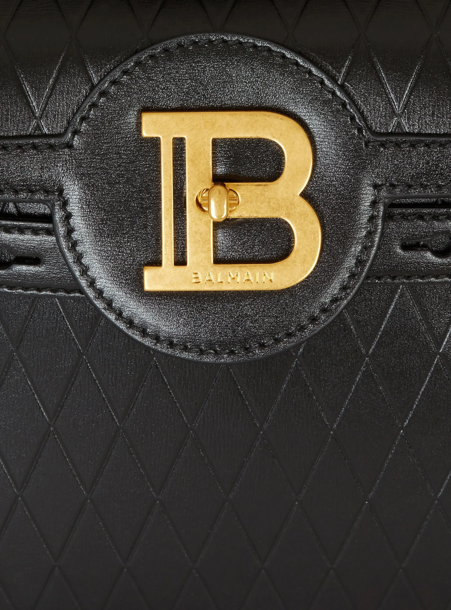 Women Balmain B-Buzz 23 Bag In Grid-embossed Calfskin